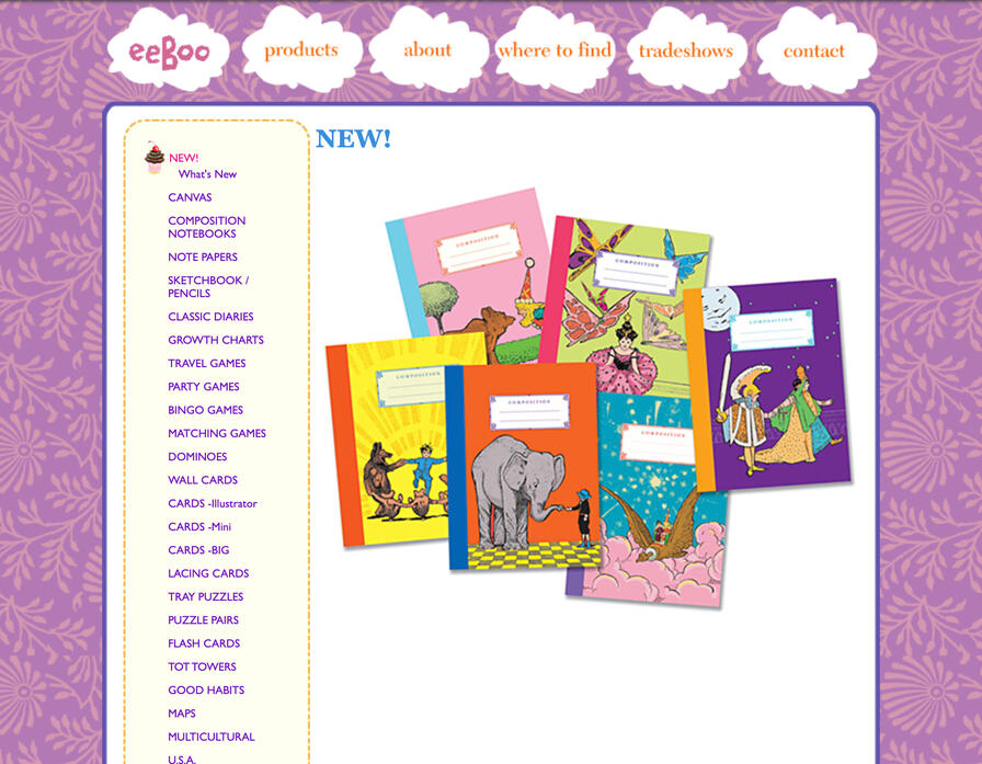 eeBoo website homepage in 2007